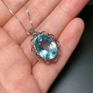 12mm*16mm VVS Grade Topaz Pendant 925 Silver Natural Topaz Pendant with Silver Necklace