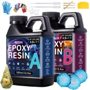 500ml/1000ml Clear Epoxy Resin Kit - Self-Leveling, High Gloss, Non-Yellowing & -Free Casting Resin with 1:1 Mi Ratio, No Odor/llergen-Free Formula for DIY Crafts, Jewelry Making, Tabletops, River Tables & Resin rt, Resin Molds, Clear Resin, Craft Supplies, Resin Craft, Craft Resin, Diy Craft Kits, Resin Kits For Beginners With Everything, Hobby Supplies, Craft Resin Epoxy, Resin Materials, Heat Resistant Resin, Mixing Cups For Resin, Resin Clear